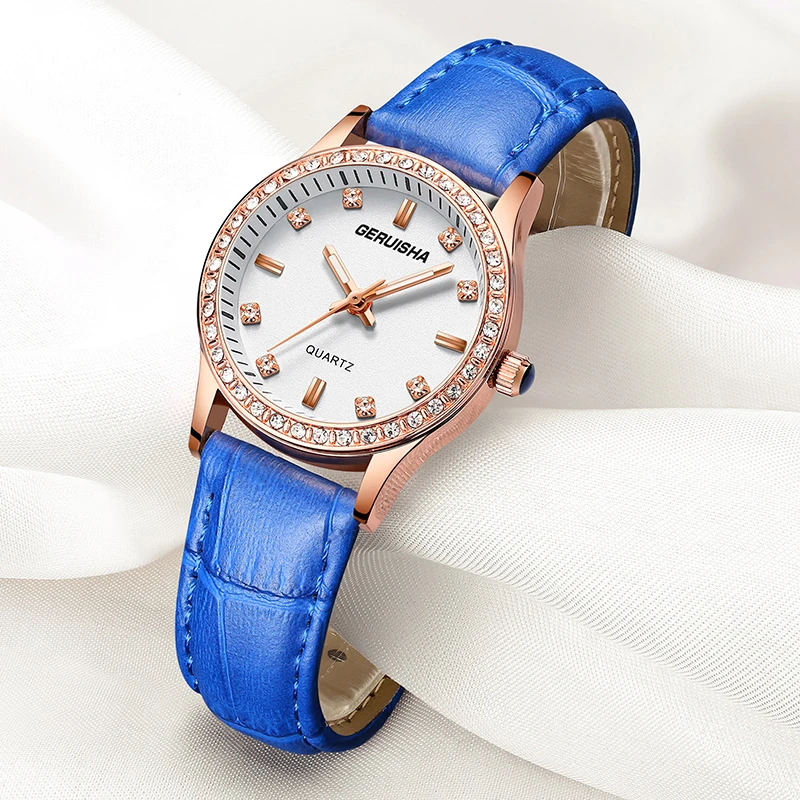 GR-520L Geriisha женские часы Роскошные Лидирующий бренд женские наручные часы Модные женские наручные часы водонепроницаемые повседневные модные кварцевые часы - Цвет: GR-520L
