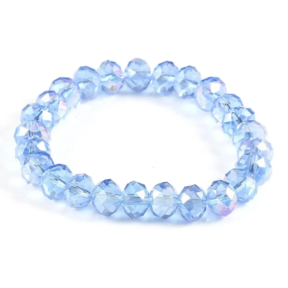 Fashion Colorful 8x10mm Glass Crystal Beaded Bracelets Rope Distance Bracelet Handmade Wrap For women &amp Girls | Украшения и