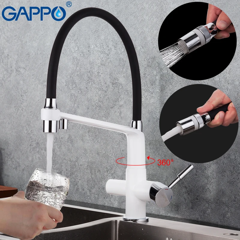 Кухонный кран GAPPO с фильтром для воды белый и смеситель кухонной раковины в