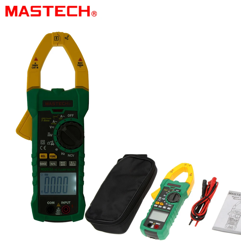 

MASTECH MS2015A Auto Range 5999 counts Digital AC 1000A Current Clamp Meter True RMS Multimeter Frequency Capacitance Tester NCV