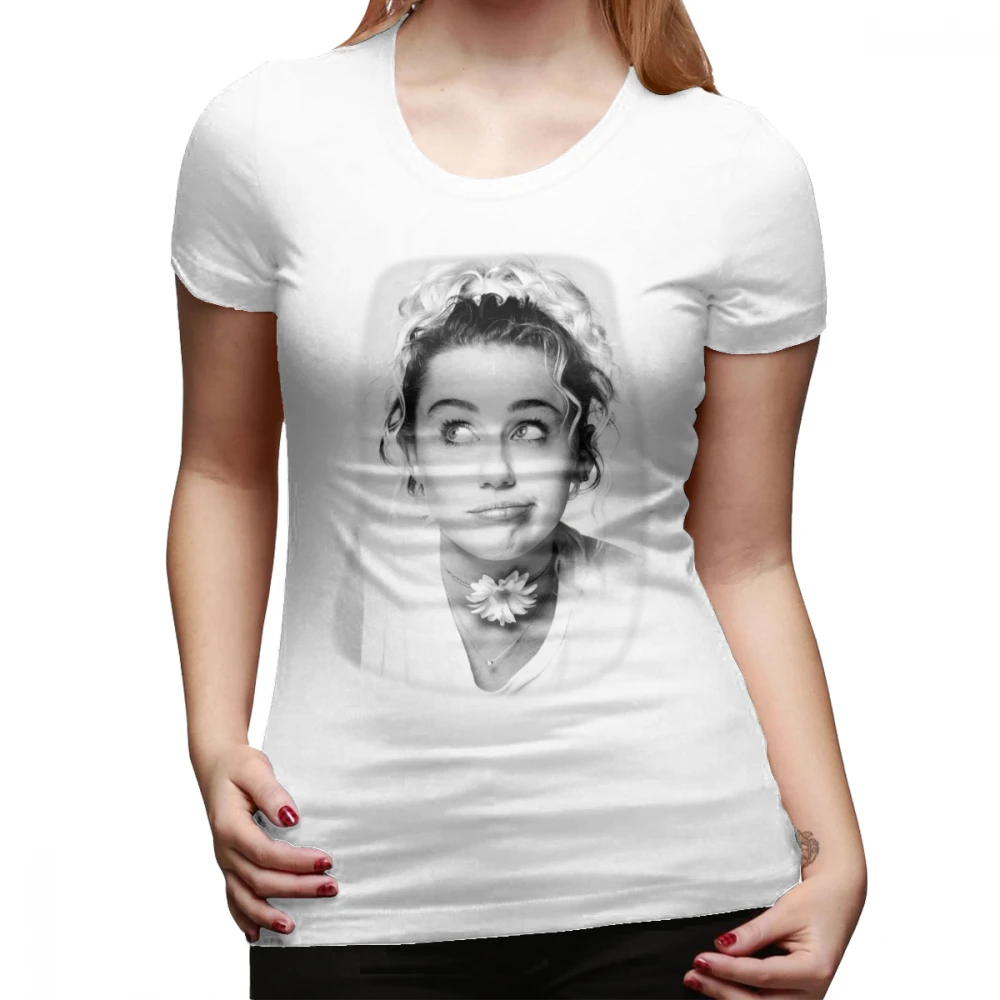 Женская футболка с круглым вырезом и коротким рукавом из натурального хлопка |