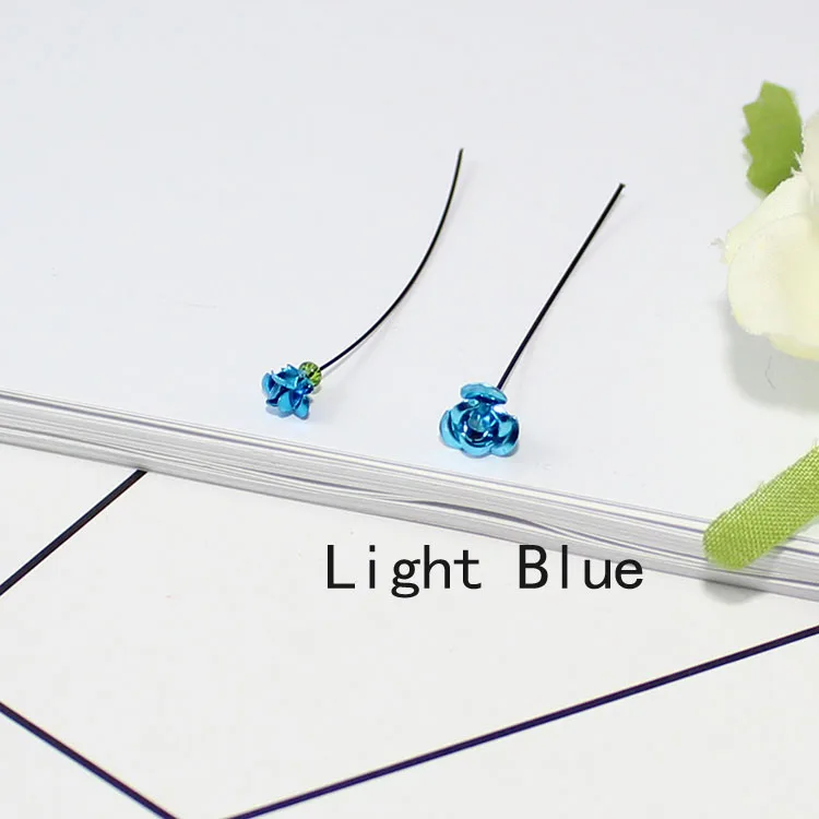 Large-Light Blue 15 шт Красочный мини декор в виде цветка розы для наполнителя флакон с рисом стекло Желая бутылка Шарм Кулон - Окраска металла: Large-Light Blue