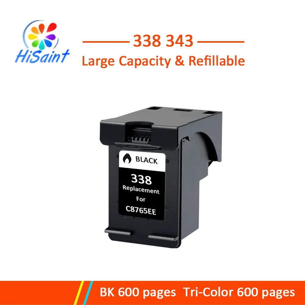 Hisaint 338 343 Восстановленный чернильный картридж Замена для HP Deskjet 5740 6520 6540 6840 Photosmart