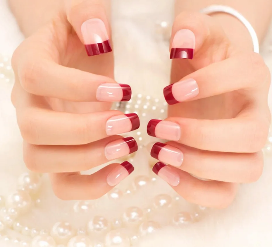 Новые женские ногти красные матовые накладные металлические золотые