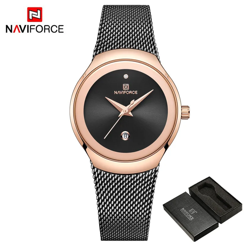 NAVIFORCE, женские часы, модные, бизнес, кварцевые часы, для девушек, Лидирующий бренд, Роскошные, женские наручные часы, для девушек, часы, Relogio Feminino 5004 - Цвет: NA500403 with box