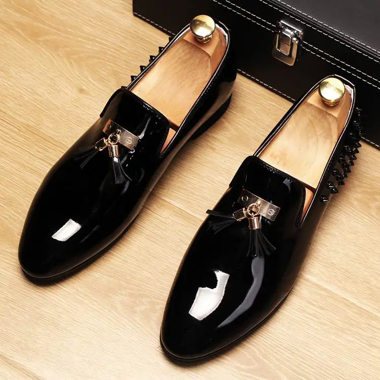 New Arrival Men Red Boat Shoes Fashion Round Toe Brush Color Slip On Tassel Loafer Man Black Rivets PU Leather | Обувь