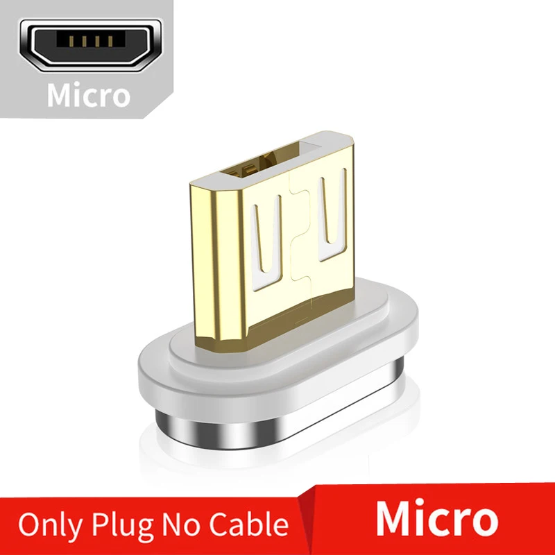 Only Plug Micro Магнитный кабель USLION Micro USB Type C для iPhone XS Max XR Samsung S10 3A кабель для быстрой зарядки Type-C Магнитный кабель для зарядки 1 м 2 м - Цвет: Only Plug Micro