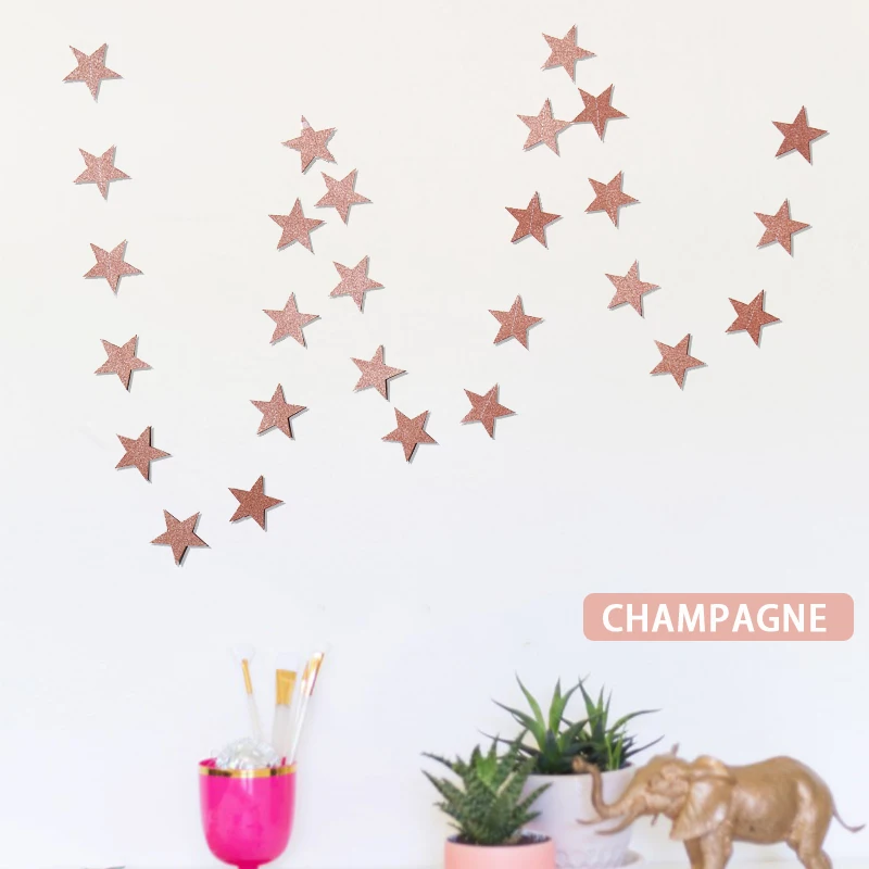 Champagne Star 4 м круглая звезда сердце бумага звезда гирлянда струны баннеры для свадебной вечеринки день Святого Валентина дома висящие шары гирлянда украшения - Цвет: Champagne Star