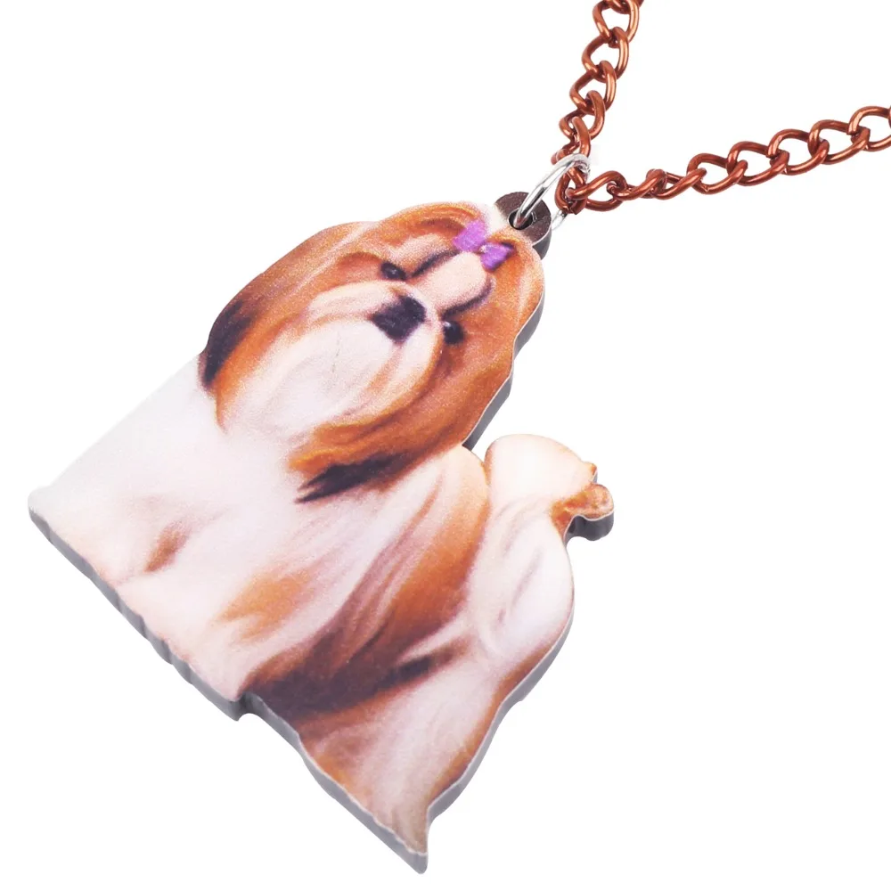 Bonsny акриловая мультяшная милая китайская Shih Tzu искусственная цепь чокер животные