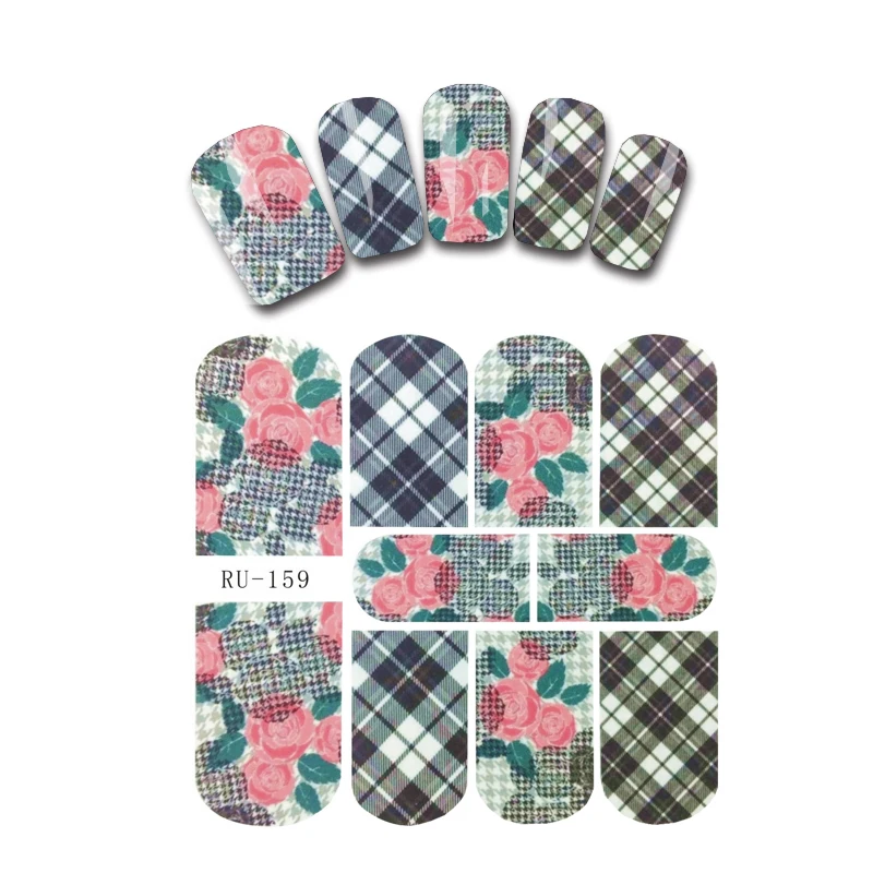 Наклейка на ногти водная наклейка цветок Черная кружевная ткань ромашки лоза