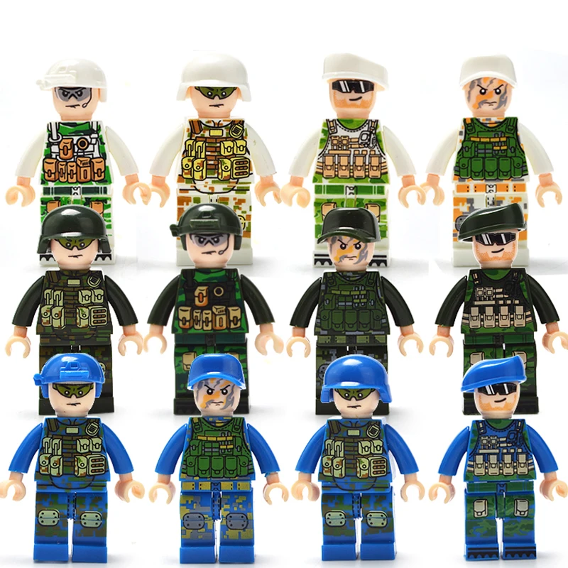 12 шт./компл. DIY военные фигурки военно-морской силы Land force Building Block Игрушка Детский