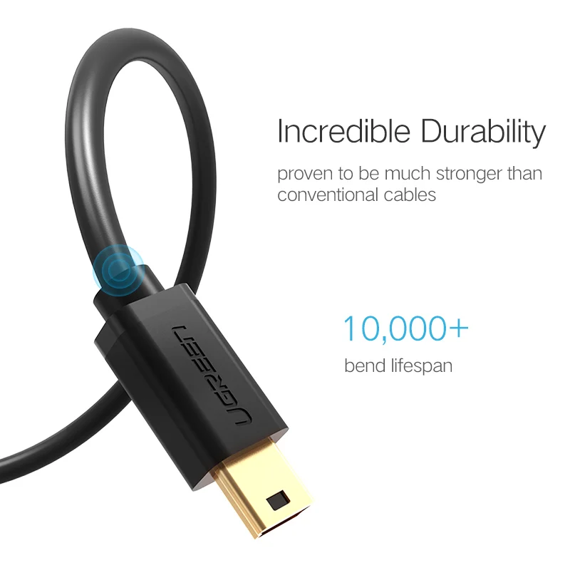 Ugreen Mini USB кабель Mini USB к USB кабель для быстрой зарядки данных для MP3 MP4 плеера Автомобильный видеорегистратор gps цифровая камера HDD Mini USB