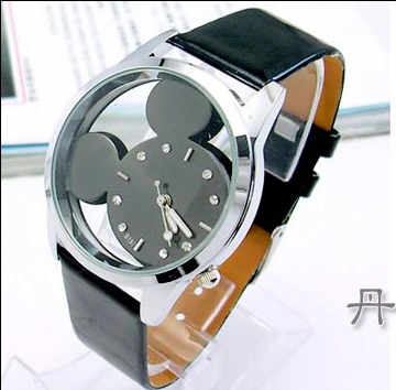 

Fashion Mickey Women Watches 2018 quartz casual transparent hollow dial leather wristwatches women dress watch relogio feminino