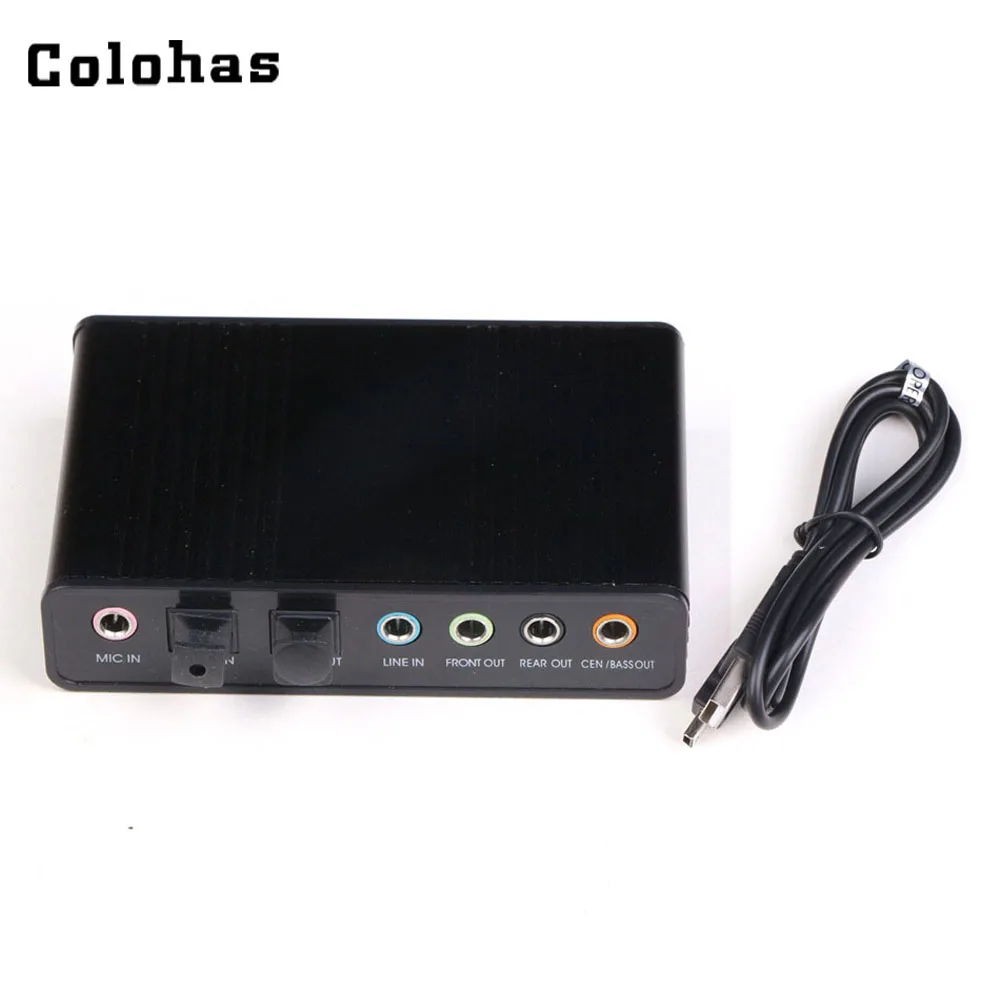 Colohas черный 5 1 канальный USB внешняя звуковая карта S/PDIF волоконный аудио адаптер