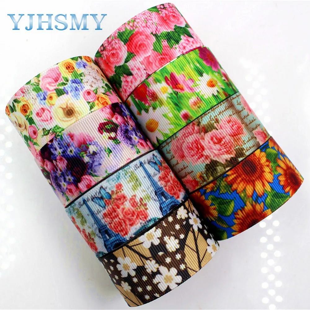 YJHSMY H 17523 950 10 ярдов 25 мм мультфильм цветок термопечать grosgrain Свадебные аксессуары