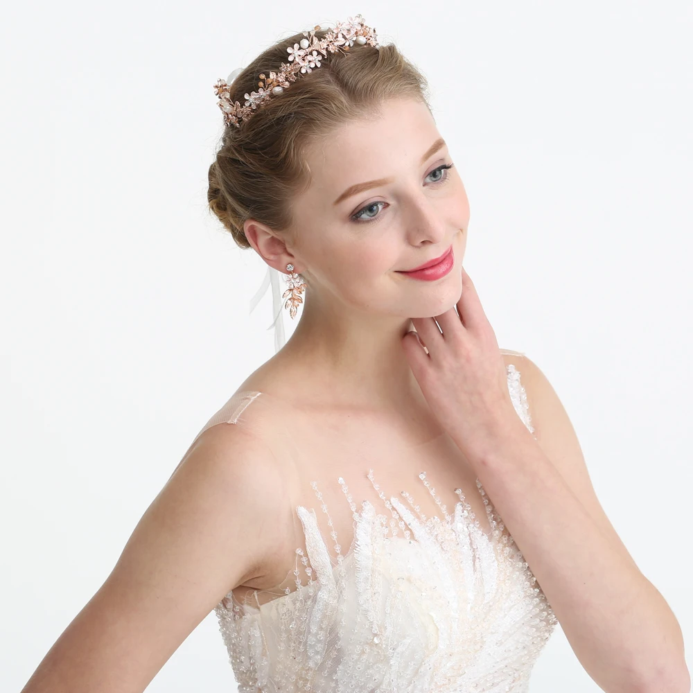 Женская свадебная повязка на голову с цветочным рисунком аксессуары для невесты