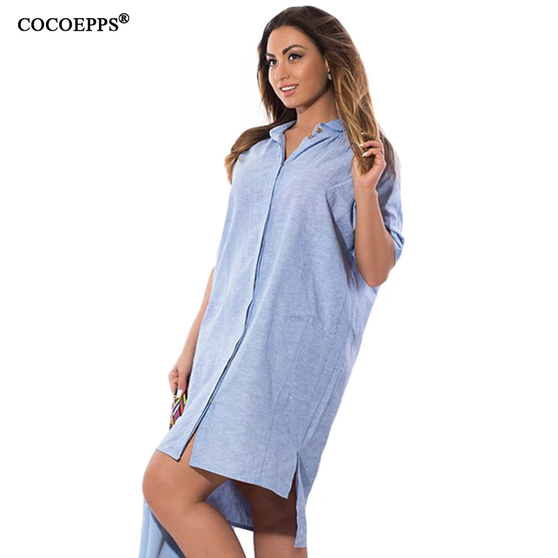 Плюс размер 2018 Лето нерегулярное одноцветное платье Большой свободное женское