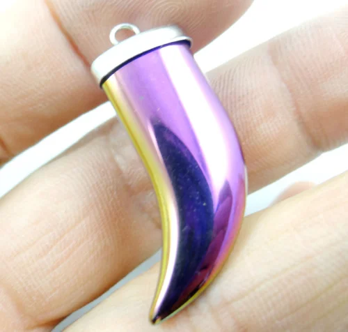 Натуральный кварц хрусталь титана гематит ручная работа рожки подвеска с