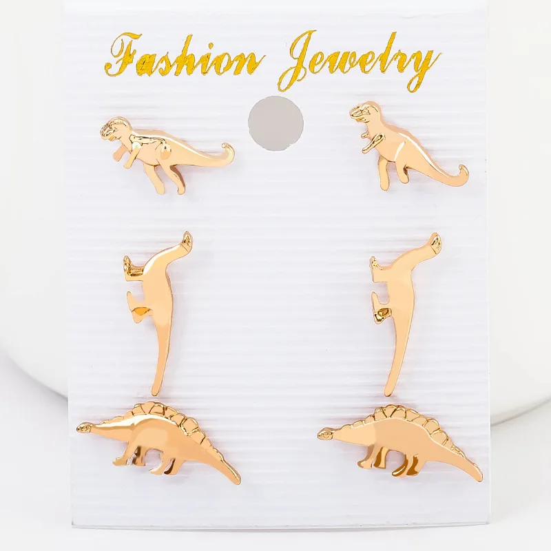 

Spring new Small animal dinosaur set Creativity earrings Japanese and Korean couples ear nails Wholesale