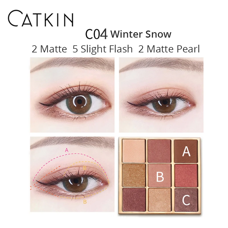 CATKIN, 9 цветов, 14,4 г, вечная любовь, сезонные тени для век, блеск, мерцающий Матовый Металлик, натуральный, специальный китайский стиль