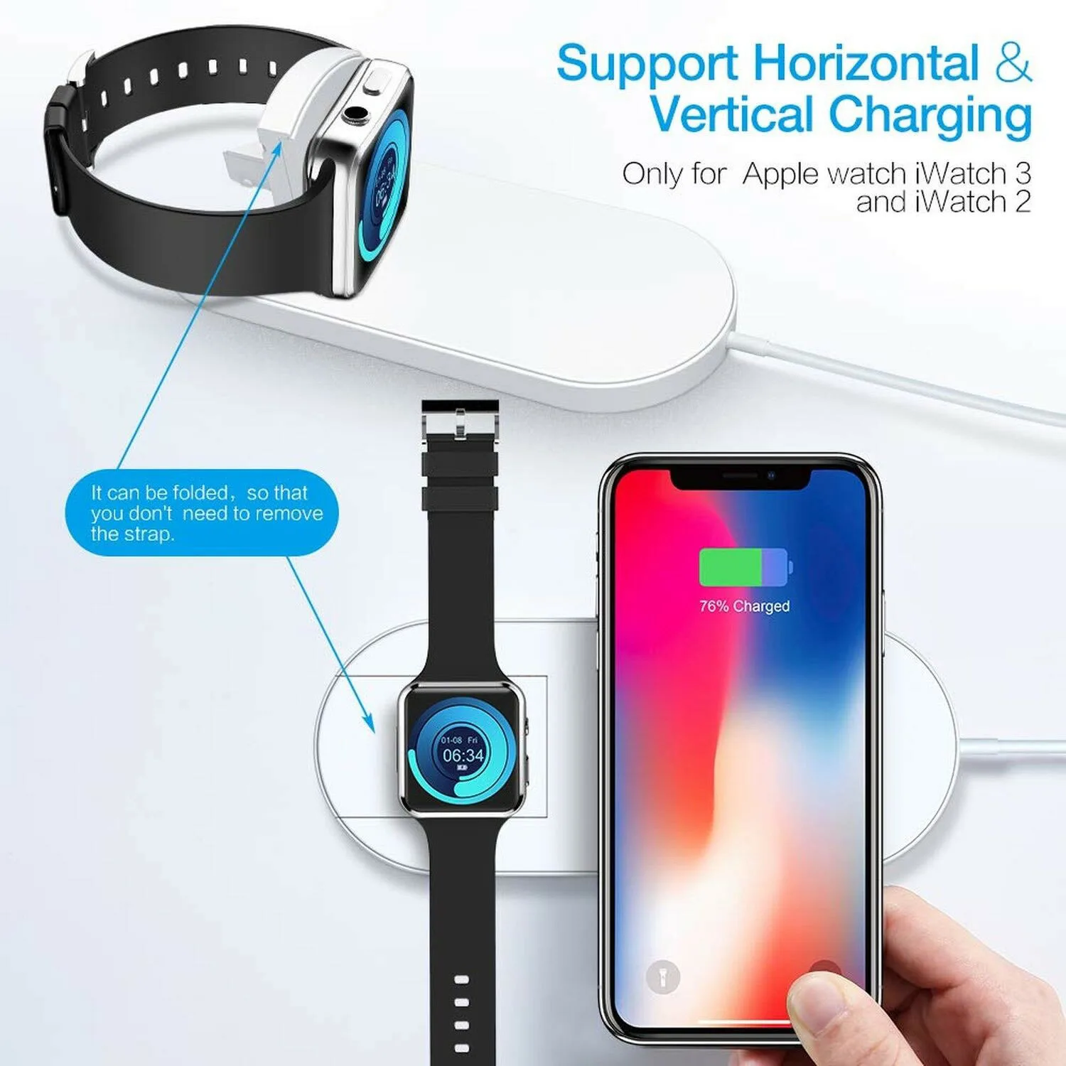 QI Беспроводная зарядная док-станция зарядное устройство для Iphone X XR XS MAX для huawei P30 Pro Sumsang S9 Note 9 S8 для Apple Watch для iWatch