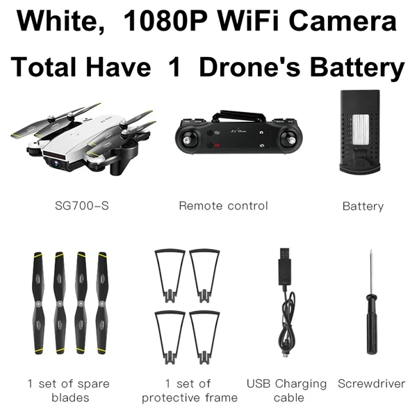 White 1080 1 battery Радиоуправляемый Дрон 720P 1080P 4K HD широкоугольная камера складной Квадрокоптер Профессиональный Квадрокоптер селфи Дрон 22 мин Время полета - Цвет: White 1080 1 battery