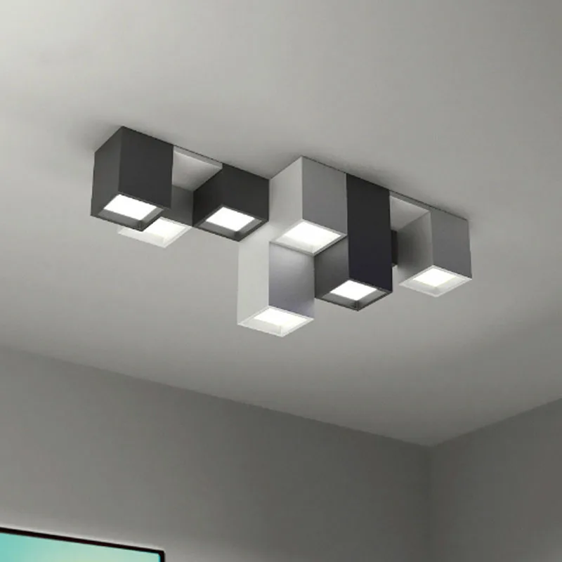 Современный короткий акриловый креативный геометрический комбинированный светодиодный потолочный светильник домашний декор DIY на заказ различные квадратные потолочные лампы