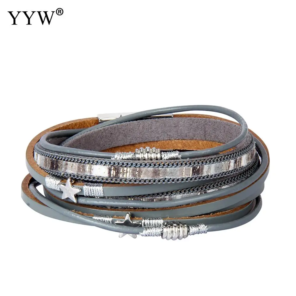2021 New Vintage Star Leather Charms Bracelets For Women Men 7 Color Multiple Layers Magnetic Wrap Fashion Jewelry | Украшения и