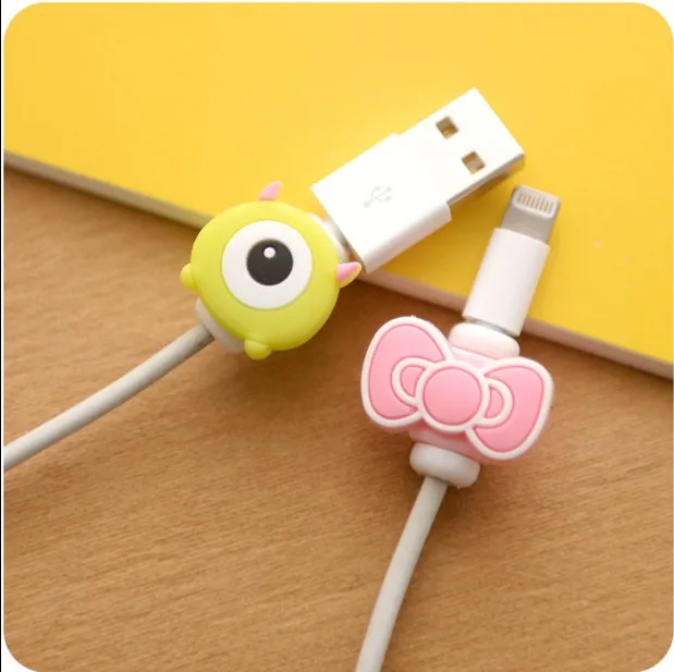 6 шт мультфильм USB кабель протектор заставка зарядное устройство линии передачи данных защитный чехол Крышка устройства для сматывания кабеля для iPhone 5S 6s 7s Ipad