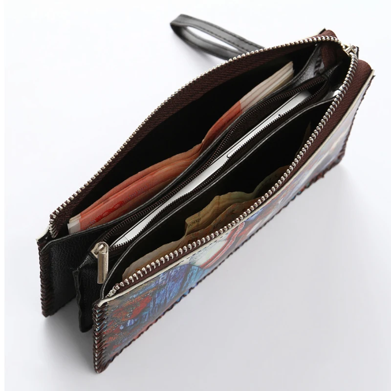 DXH женские кошельки ручной работы на молнии Длинный кошелек для наличных Женский