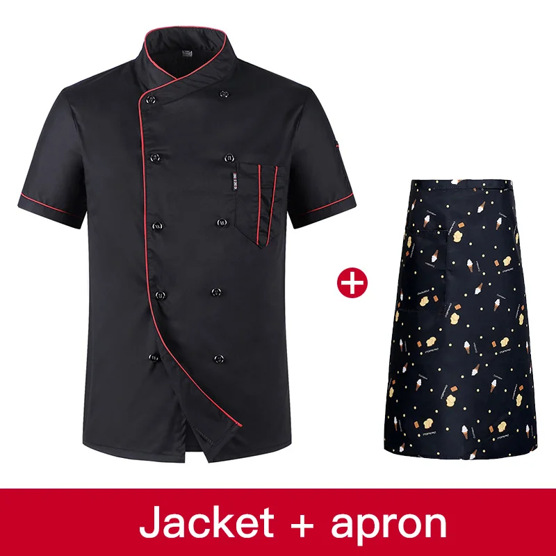 clothes apron Унисекс форма шеф-повара хлебобулочные изделия услуги Кук рубашка с короткими рукавами дышащий двубортный шеф повар куртка одежда - Цвет: clothes apron