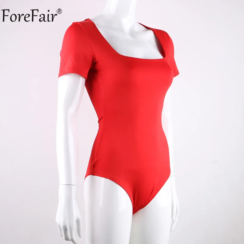 Forefair, женские топы, обтягивающие, сексуальные, боди, лето, женские, черные, красные, белые, тонкий, квадратный воротник, короткий рукав, боди
