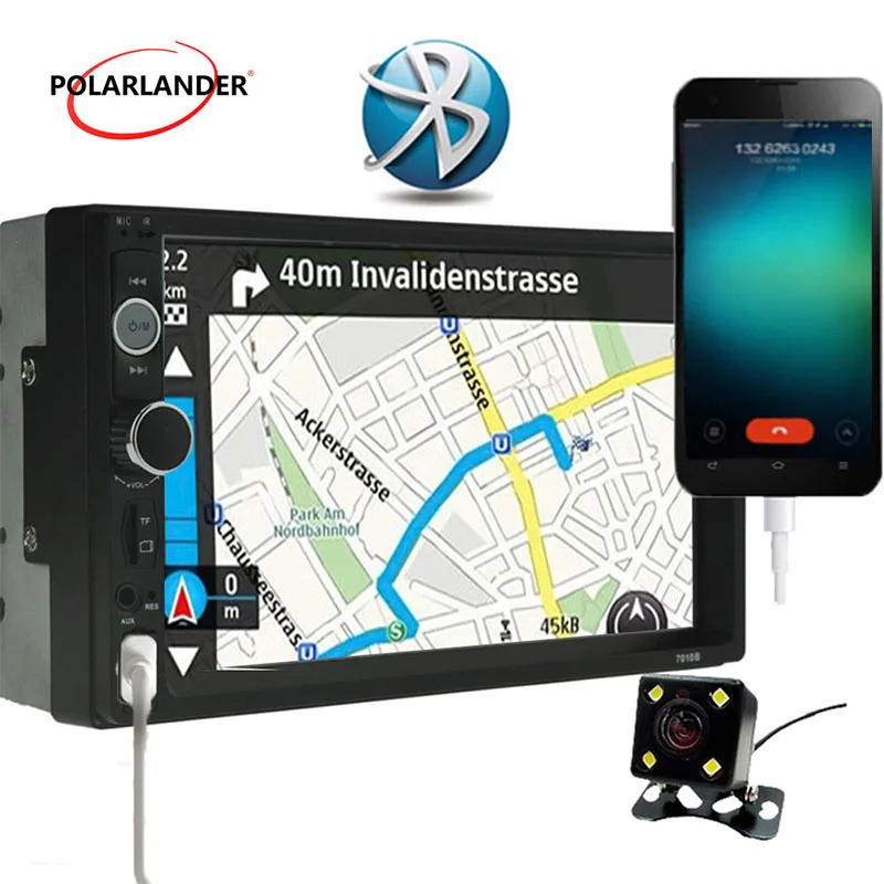 

Auto car Radio LCD Touch Screen Mirror Link for Android Bluetooth hands-free call General Models 7'' 2 DIN rearview camera