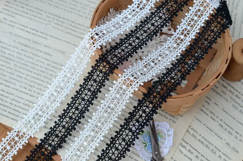 Высококачественные кружевные аксессуары черно-белые двусторонние