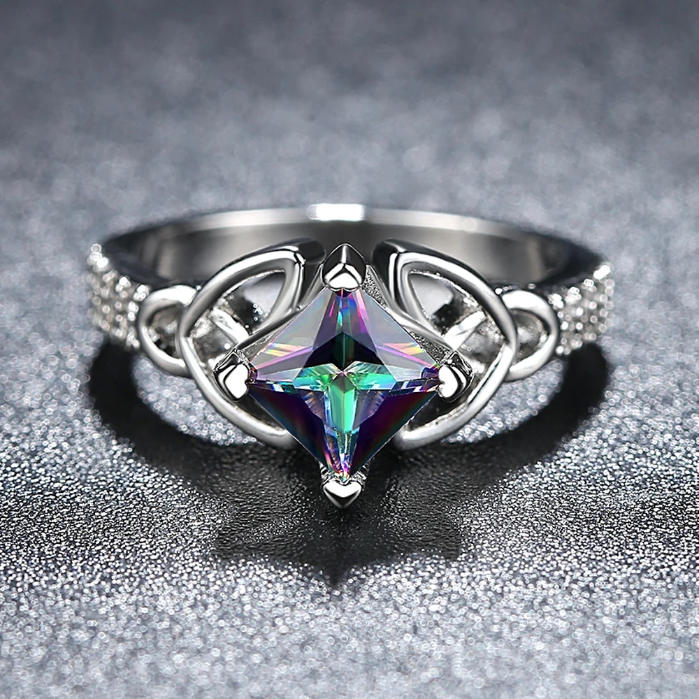 Классические ювелирные изделия из серебра 925 пробы свадебные для женщин Радужный