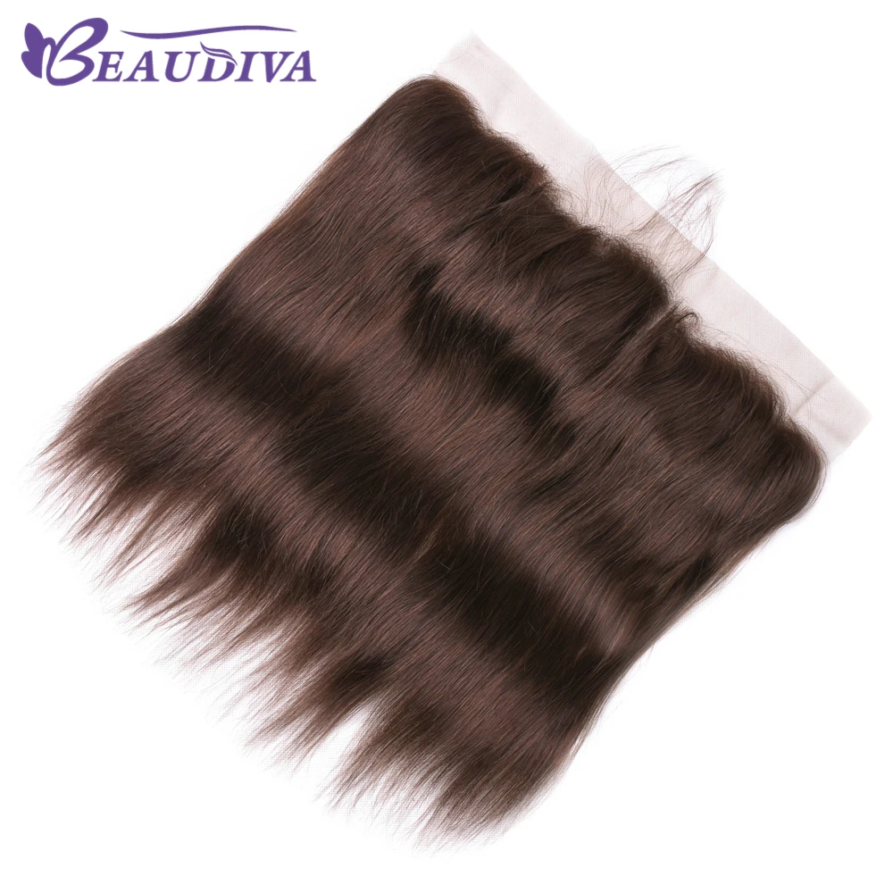 Beaudiva ухо до уха Кружева Фронтальная Закрытие 13X4 часть с 3 шт.#4 цвет бразильские прямые волосы remy пряди