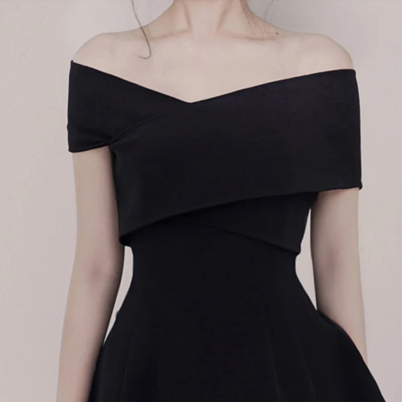 Sexy Off Shoulder Dress Women Hepburn Style Cross V-Neck High Waist Party Sundress 2019 Summer Mini Short Vintage Vestidos | Женская