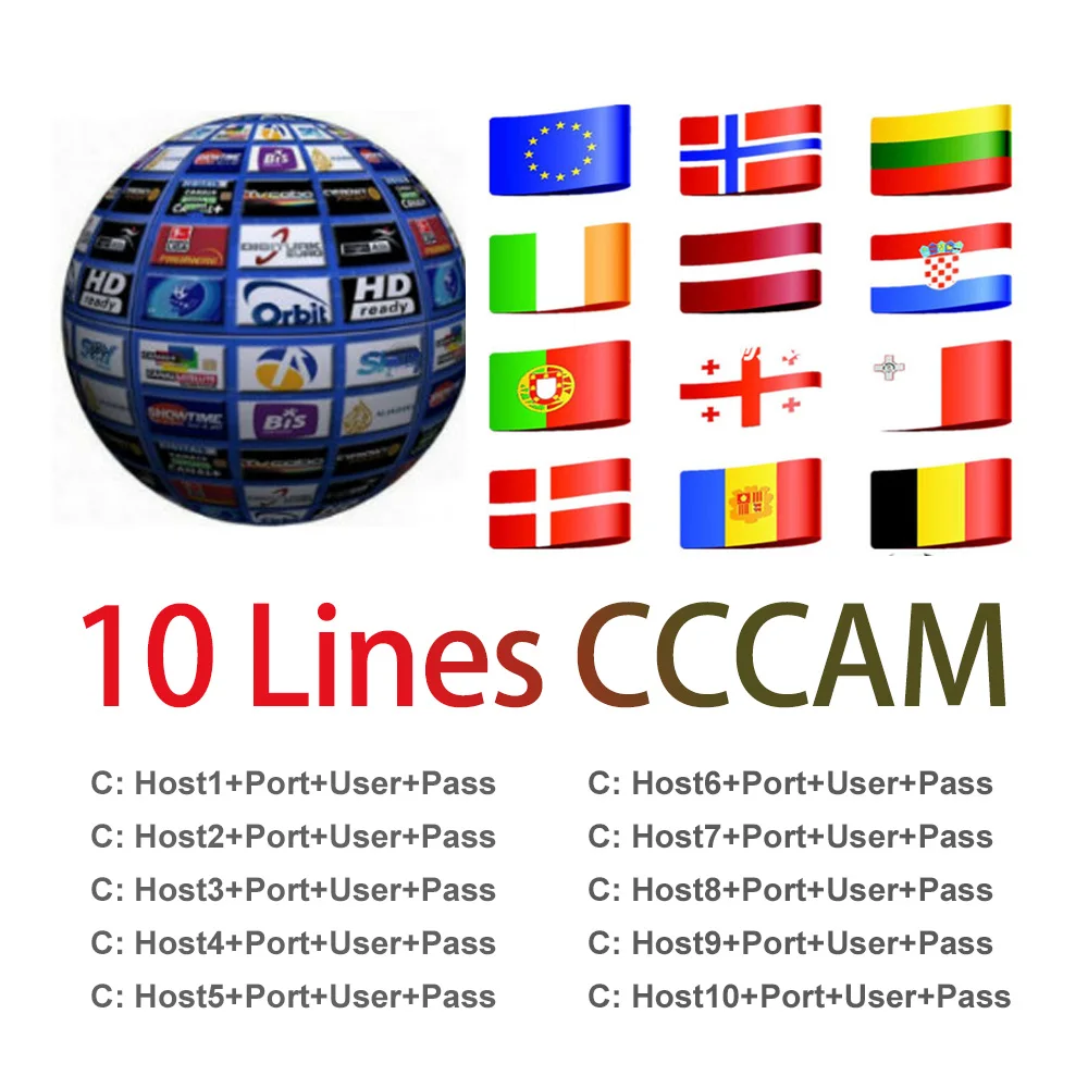 Лидер продаж 1 год Европа 10 линий CCCAM сервер для Испании Португалия DVB S2