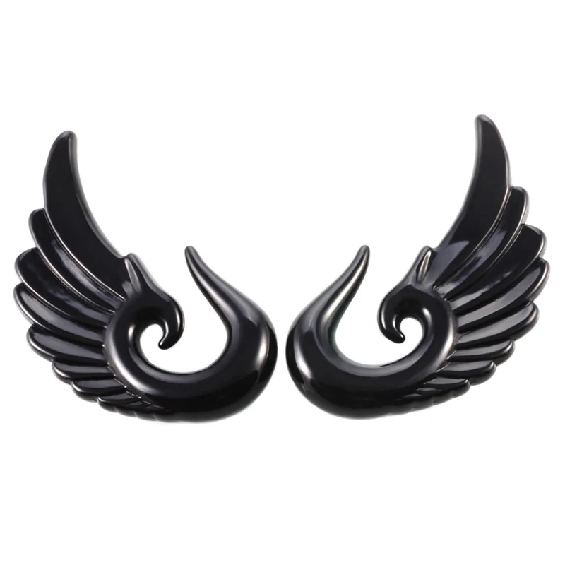 

1 Pair Plugs And Tunnels Earrings Ear Stretching Tapers Plastic Wing Black Gray Green Ears Plugs Expander Stretcher Ear Plug