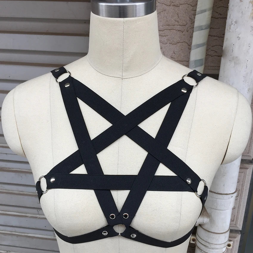 Женское сексуальное нижнее белье черный ошейник с пентаграммой готика Харадзюку