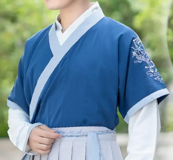 blue coat Hanfu мужской Китайский народный танец костюм для женщины ханьфу, косплей древние костюмы китайская Блузка Топы традиционное свадебное платье - Цвет: blue coat
