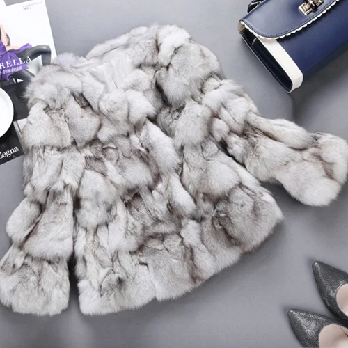 natural white Стиль модная женская шуба из натурального Лисьего меха натуральный Лисий Мех короткая куртка зимняя теплая мягкая женская одежда из натурального Лисьего меха - Цвет: natural white