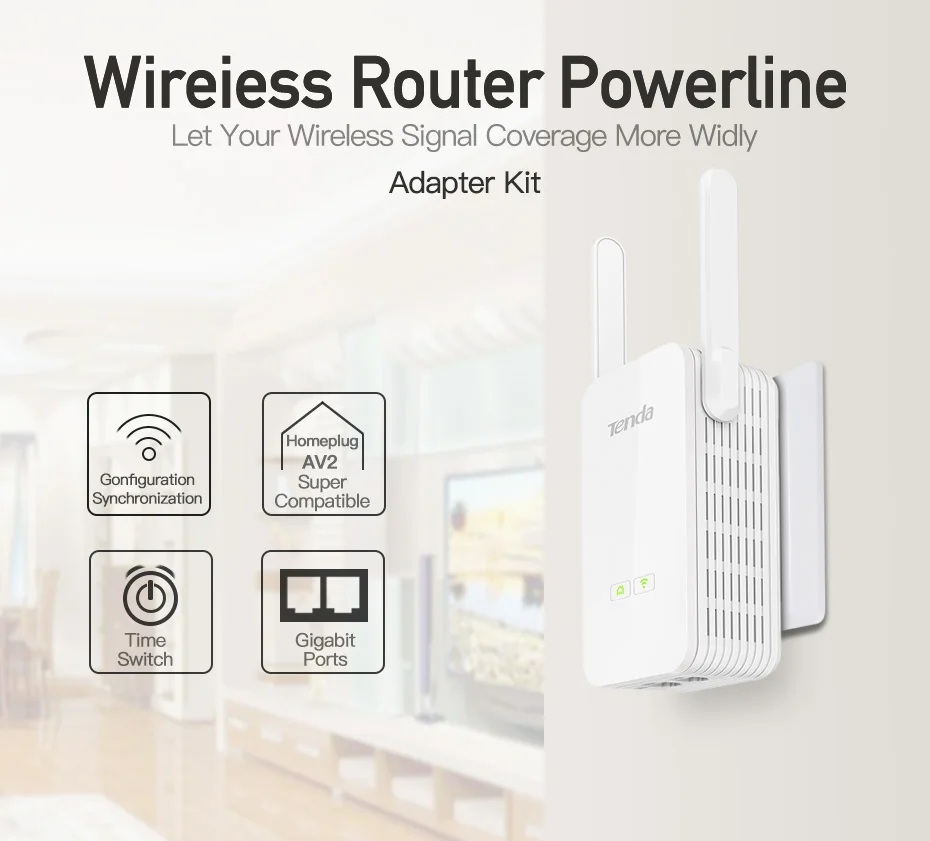 1 пара Tenda PH15 1000 Мбит/с Powerline Ethernet адаптер, беспроводной wifi удлинитель, PLC сетевой адаптер, IPTV, Homeplug AV, Plug and Play