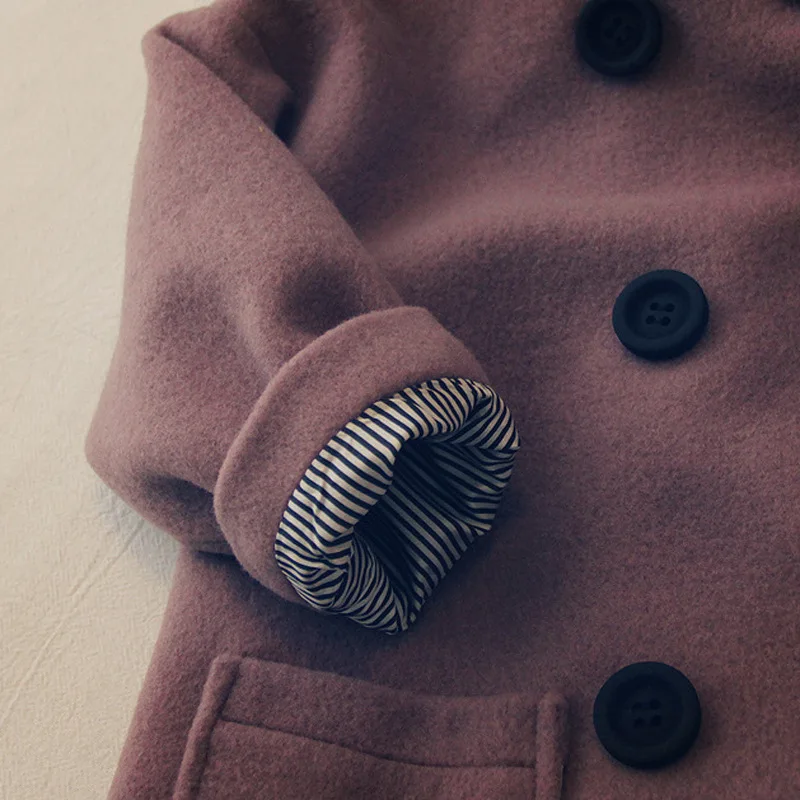 

Girl Children Wool Coat Winter Warm Outwear Children Button Jackets Cartoon Rabbit Pure Add Cotton Baby Girl Fashion Clothing