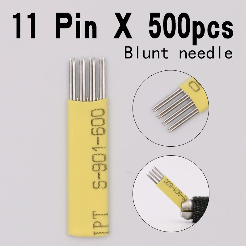 

500 PCS Yellow 11 pin Laminas Tebori Microblading Tattoo Needles Goochi Blade for 3D Embroidery Eyebrow Manual Pen Machine Cheap