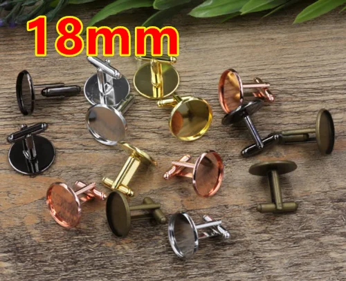 

Cabochon 18mm Antique Bronze/Silver/Gold/Black French Cuff Link blanks Tray/Reg Mail,Cufflink Base Sets