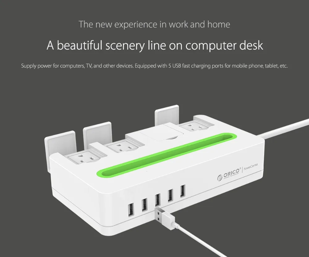 Orico розетка с 5 usb-портами для домашнего офиса, электроники, США штекер, защита от перенапряжения с держателем для телефона