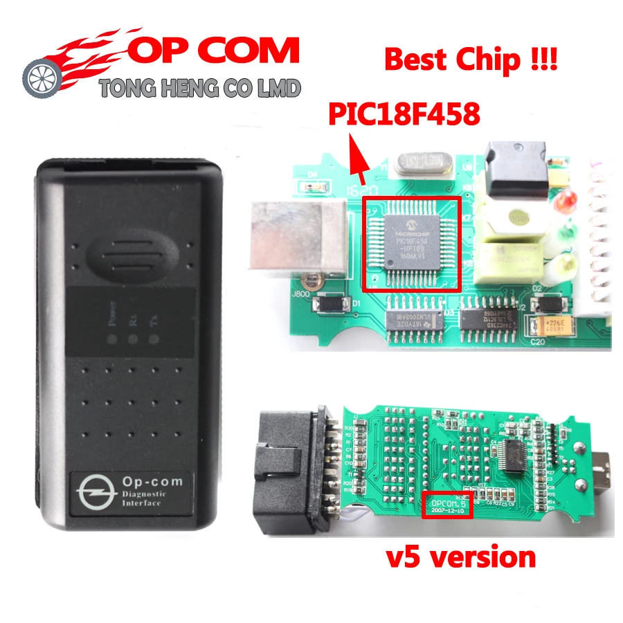 5 шт./лот DHL бесплатно лучшее качество V5 OP COM с PIC18F458 CAN BUS OBD2 OPCOM диагностический