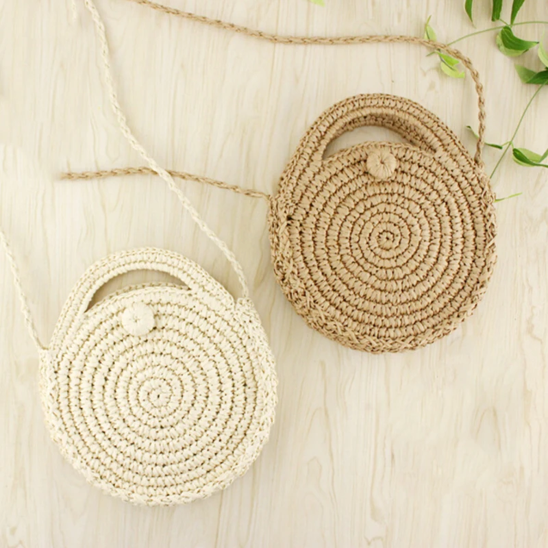 Женские сумки Соломенная пляжная сумка Летняя мини ручная через плечо кожаная