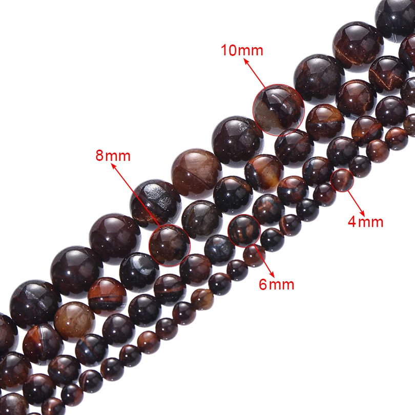 Neovivi 4 мм 6 8 10 Гладкий красный коричневый тигровый глаз натуральный камень бусины
